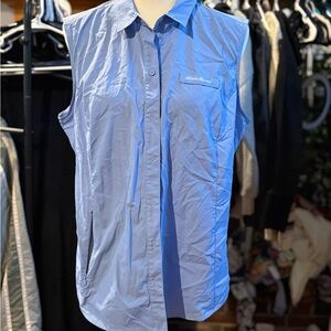Eddie Bauer Sky Blue Sleeveless Button-Down Shirt